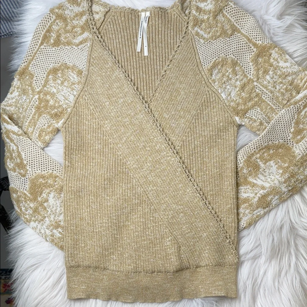 Anthropologie Beige and Cream Lace Knit Sweater - Picture 11 of 15